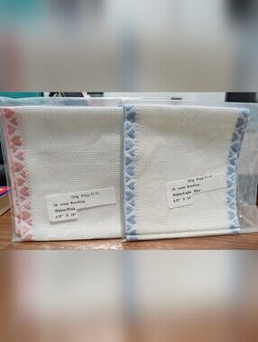 Aida Banding Blue Hearts Pink Hearts Border 16 Count 4.25x18 Inches Each New